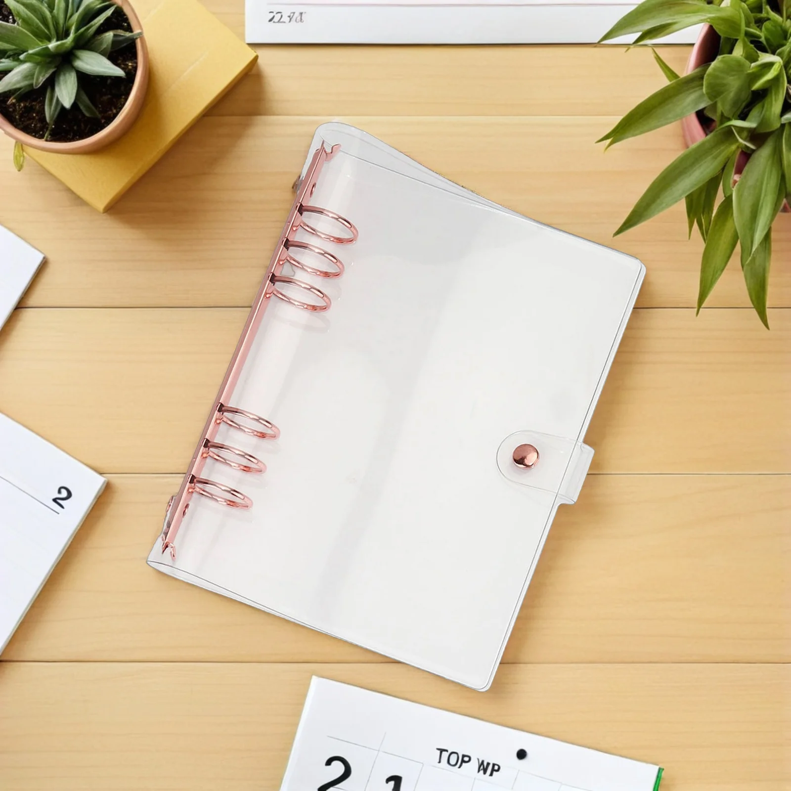 

Exquisite 6-Rings A5 Pvc Loose-Leaf Notebook Cover Transparent Protective Notepad Binder Travel Portable Scrapbook Diary