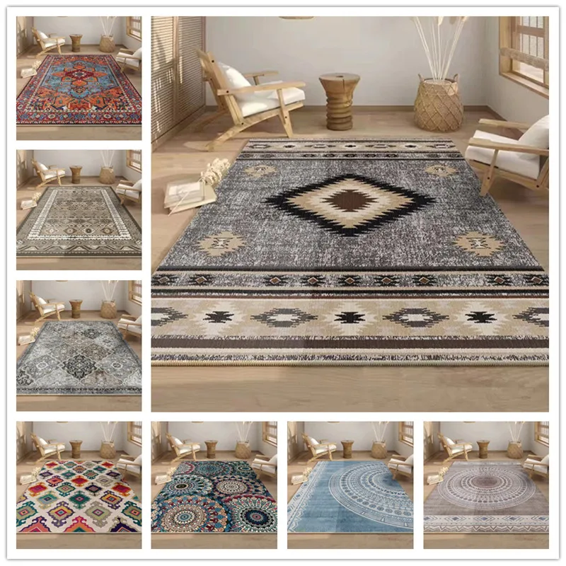 

Ретро этническая серия ковер грязеотталкивающий напольный коврик гостиная диван журнальный столик коврики спальня кухня коврики домашний декор
