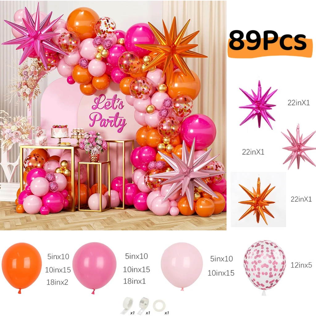 89Pcs  Hot Pink Orange Metalli - Orange Lighting Decor 评论和价格