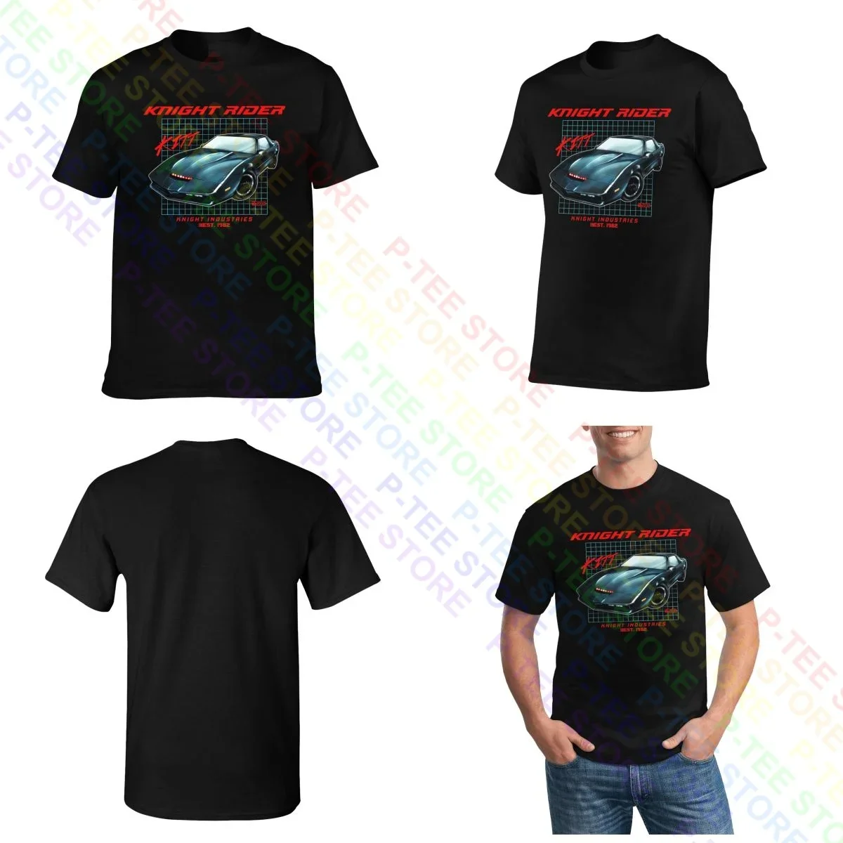 Knight Rider 1982 David Hasselhoff Knight Industries Kitt Firebird Car T-shirt Tee Shirt Pop Best Seller