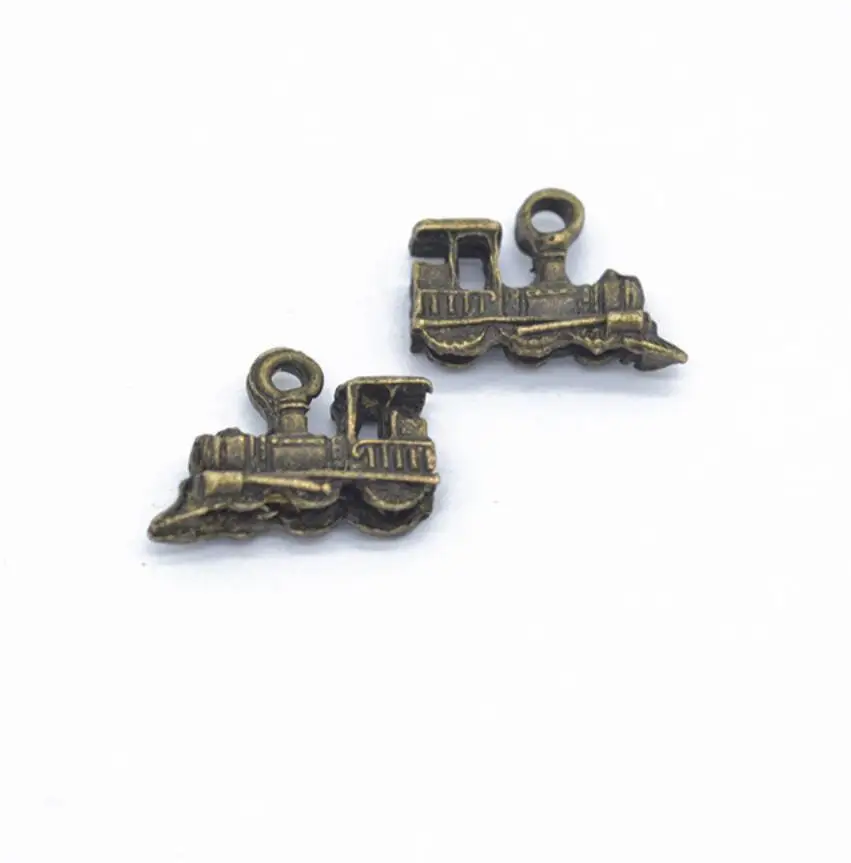 60pcs Charms Double Sided Train 17x13mm Tibetan Bronze Silver Color Pendants Antique Jewelry Making DIY Handmade Craft F0091