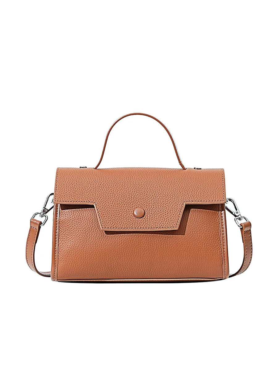 Bolso de mano de piel auténtica para mujer, bolso de hombro Premium, diseño exquisito, estilo minimalista