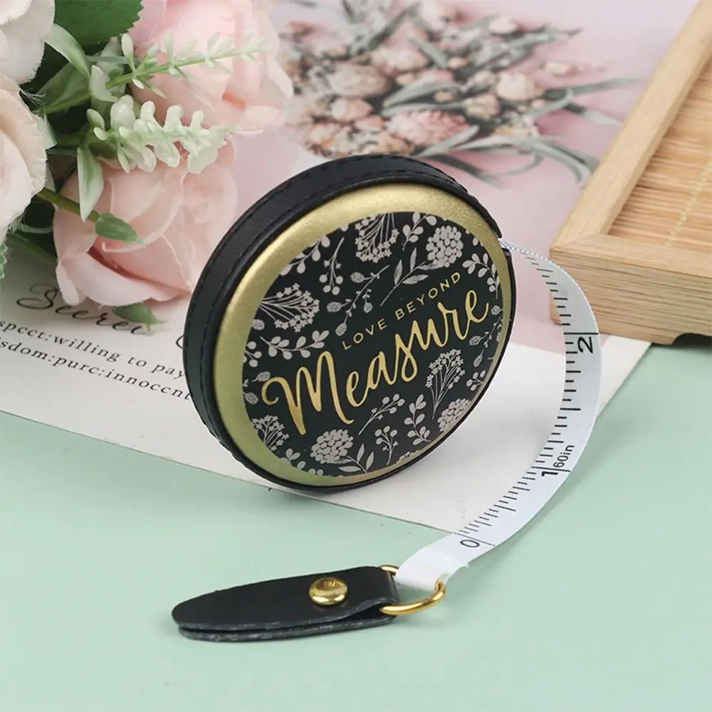 Retractable Retro 1.5m Measure Ruler PU Leather Tape Measure Centimeter Inch Roll Tape Mini