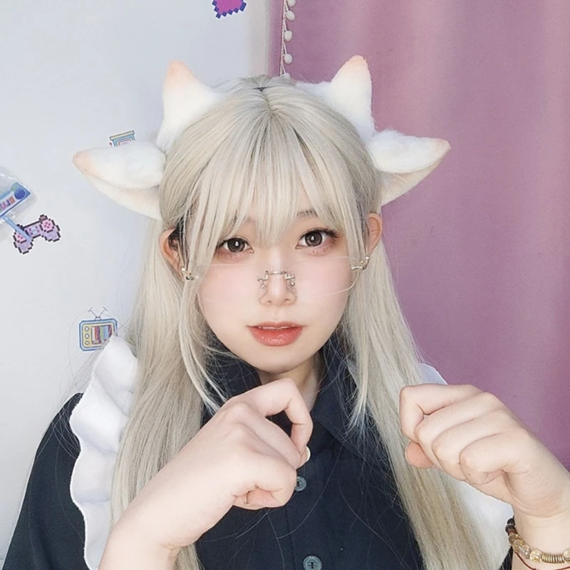 e15f羊のロールプレイ衣装羊の耳のヘッドバンドハロウィーンロールプレイ用のぬいぐるみ