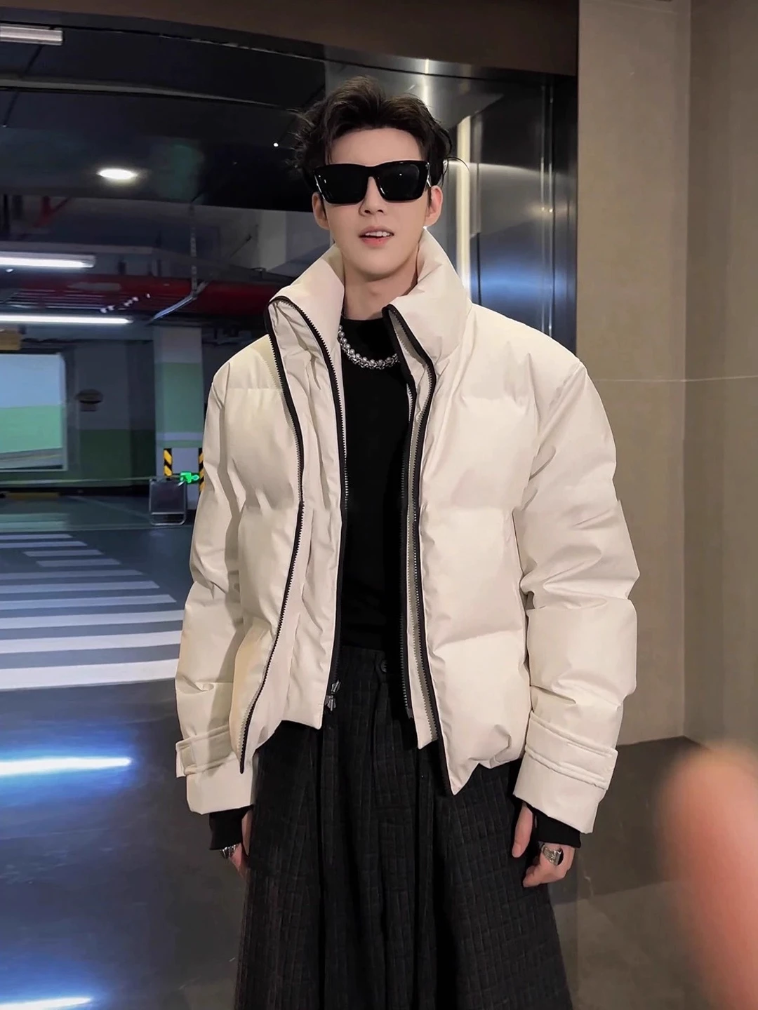 

Men's Winter Jaet Thiened ort down Coat Stand Collar Warm Cotton Outerwear Casual Sle Ci Leisure Daily Wear