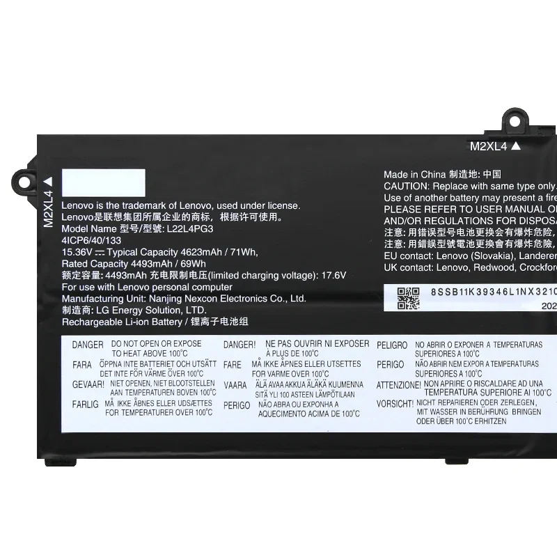 L22L4PG3 Laptop Battery for Lenovo ThinkBook 16 G5+ 2023 Ryzen Edition AMD R7-7840H L22M4PG3  L22C4PG3 L22B4PG3 5B11N45410 71Wh