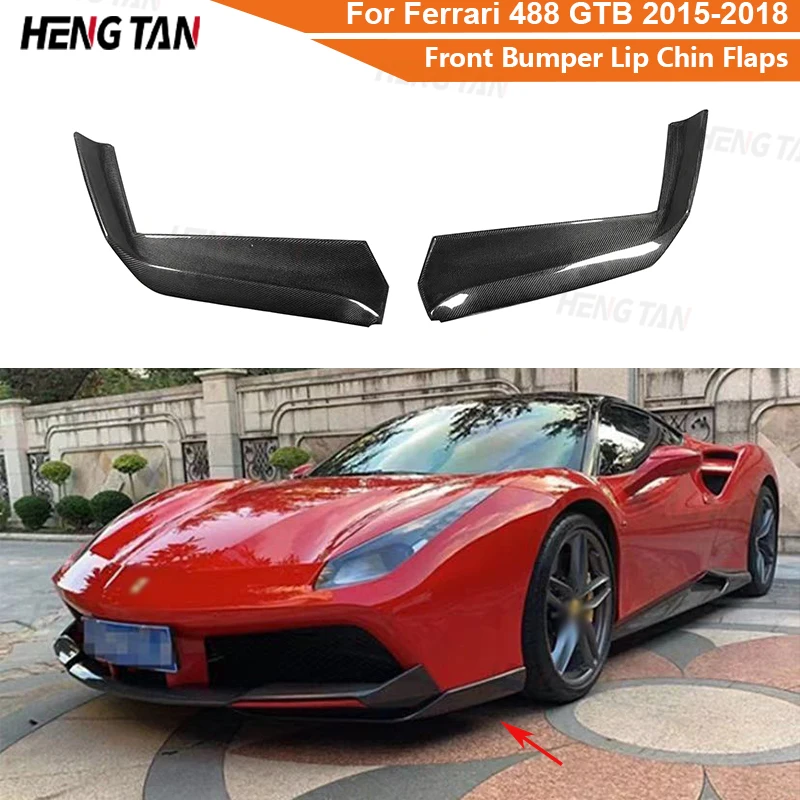 For Ferrari 488 GTB 2015-2018 Dry Carbon Fiber Front Lip Splitters Aprons Case Head Bumper Side Flap Body kit Car Accessories