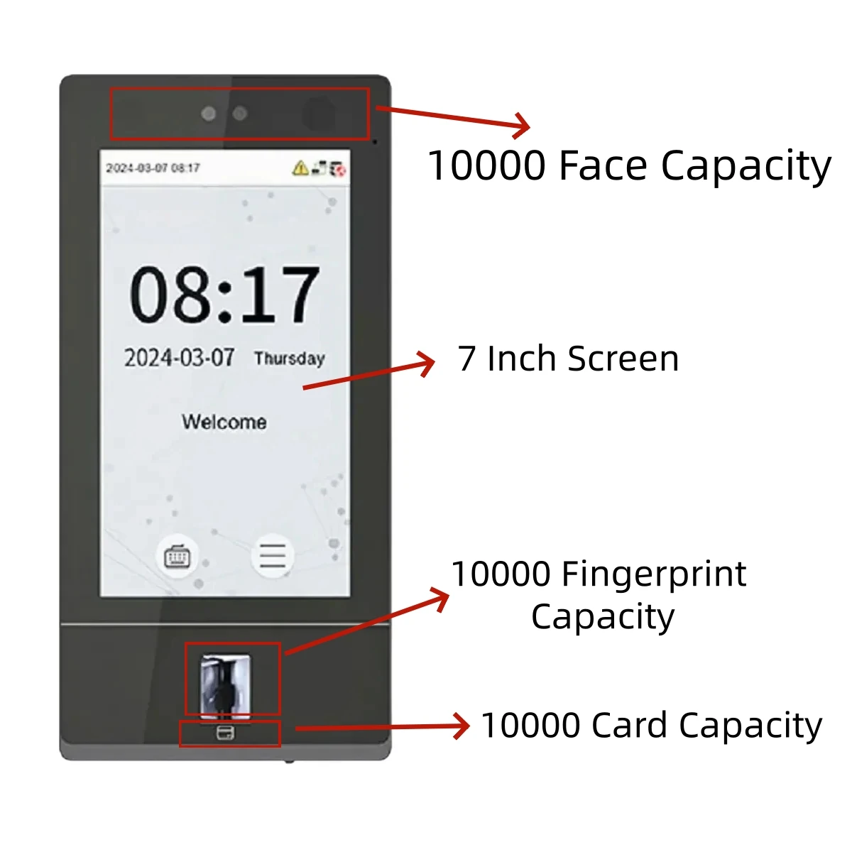 ZK zFace1701 Face Recognition Time Attendance Device with Fingerprint RFID Card U-disk Download Access Control Function