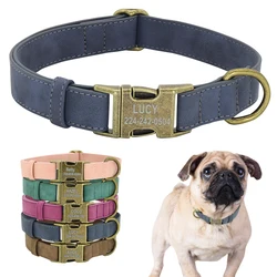 Collar de perro personalizado de cuero PU, Collar de identificación de mascota acolchado suave para perros pequeños, medianos y grandes, Pitbull Bulldog Pug