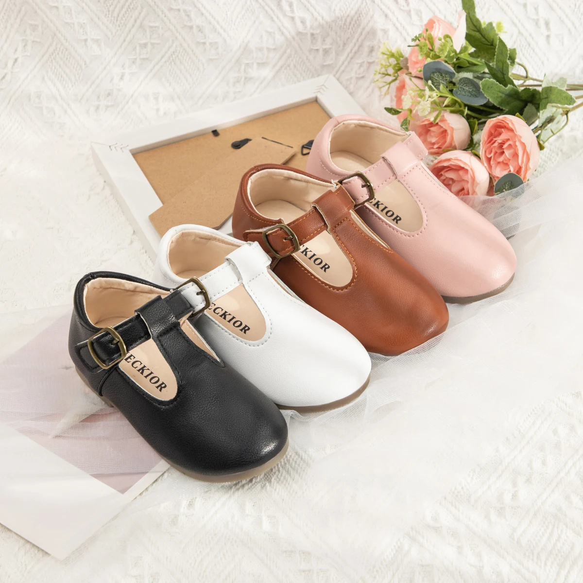 

Meckior 2024 New Kids Girls Shoes New Moccasins Candy Color Soft Bottom Non-slip Children's Shoes Fashion Party Princess Shoes