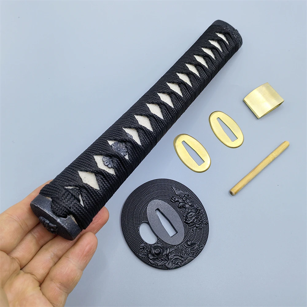 

26cm Real Stingray Skin Rayskin Tsuka Handle Alloy Tsuba Brass Habaki Seppas A Set Fittings For Japanese Katana Sword Hilt Parts