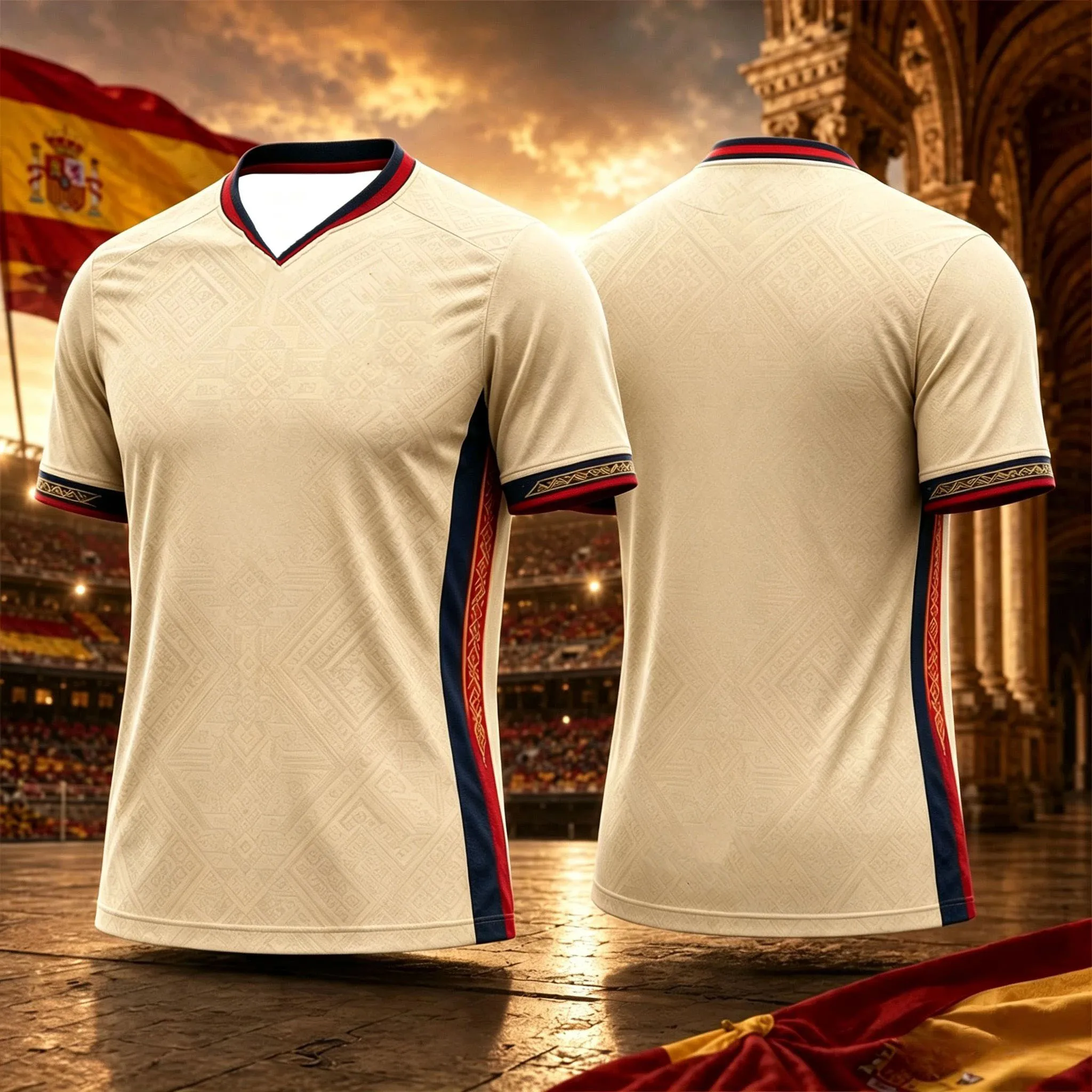 2026 Spanish Football Jersey T-shirt for Summer Sports Wear with Excellent Breathability and Quick Drying Properties