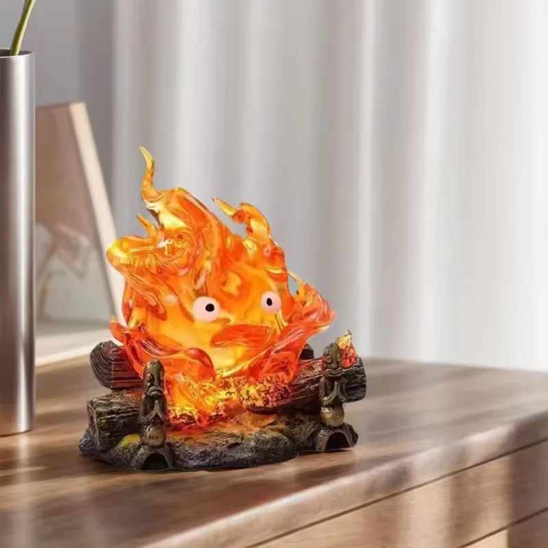 Calcifer veilleuse Anime figurine lampe respiratoire mignon flamme Calcifer lampe jouets Kawaii maison chambre décoration lampe de Table