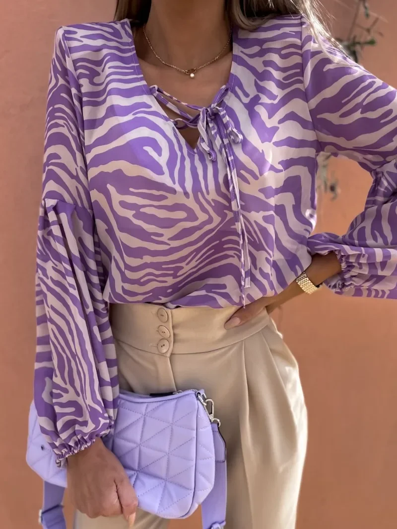 Женский пуловер с принтом зебры, СВОБОДНЫЙ Модный повседневный элегантный свитер с длинным рукавом и V-образным вырезом, Осень-зима 2024