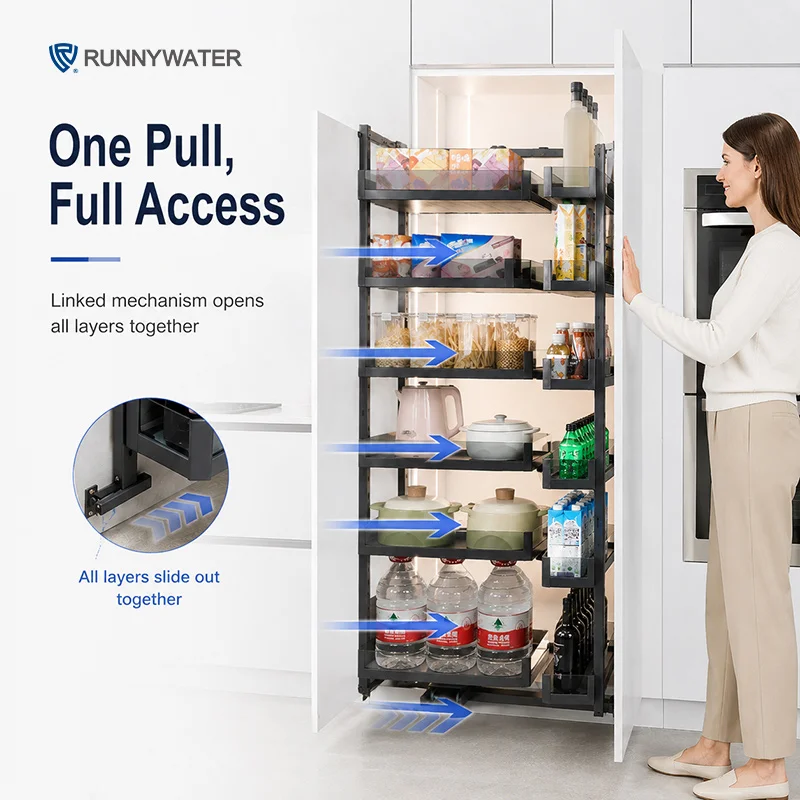 Kitchen Pantry Pull Out Basket Tall Larder Unit Organizer For 450mm 600mm Cabinets