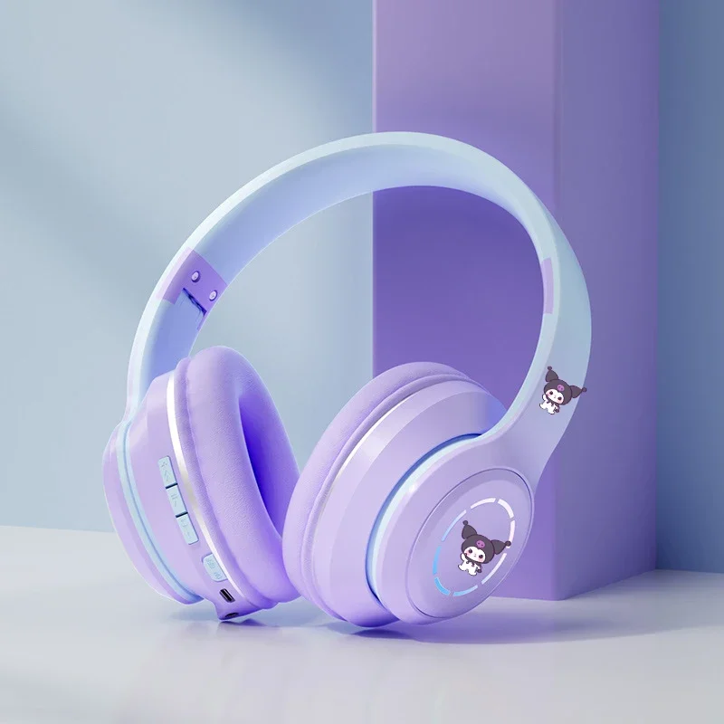 

Симпатичные наушники Sanrio с градиентным цветом, Bluetooth наушники Kuromi Kawaii, аниме, мобильные беспроводные игровые складные наушники, игрушки для девочек, подарок