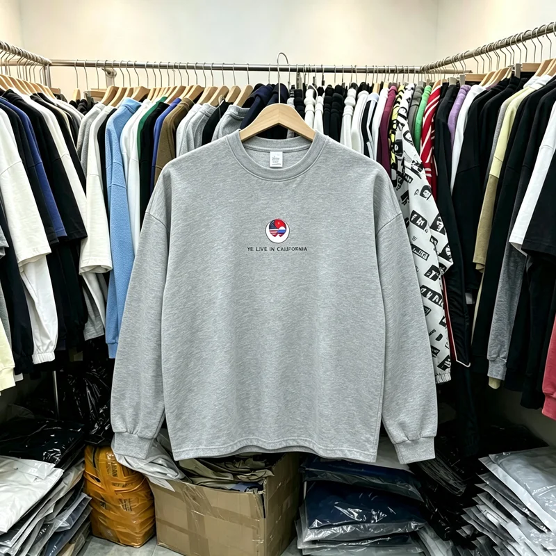 Chest Disc Color Flag Print Kanye West Bully LS-03 YE LIVE T Shirt Men Women High Quality Loose Long Sleeve T-shirt Tops Tee