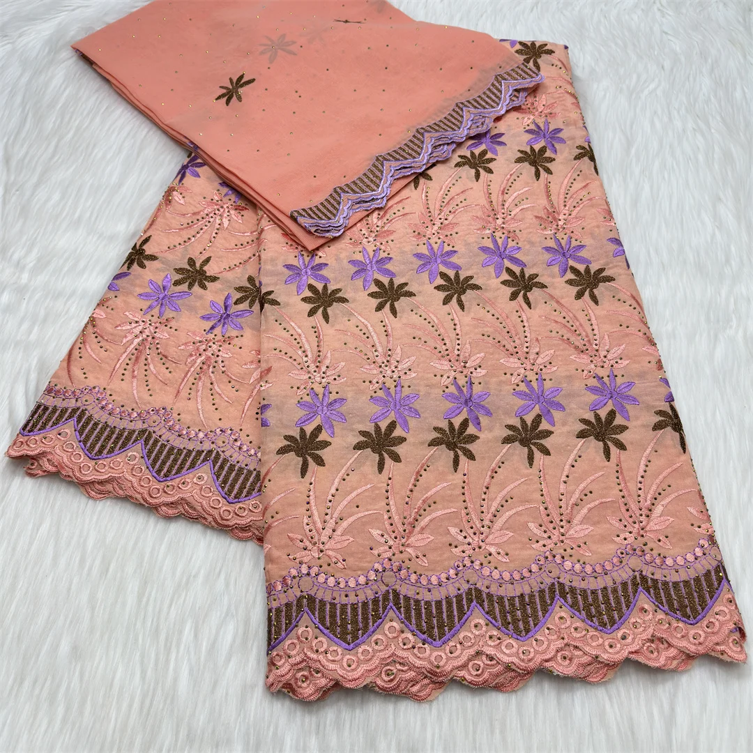 

7Yards African Lace Fabrics Swiss Cotton In Switzerland High Quality 2025 Nigerian Lace Embroidery Fabric Dress For Women Dress