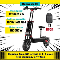 EU shipped Boyueda S4 8000w 60V 43ah maximum speed 85KM/H dual motor adult off-road electric scooter foldable 13 inches