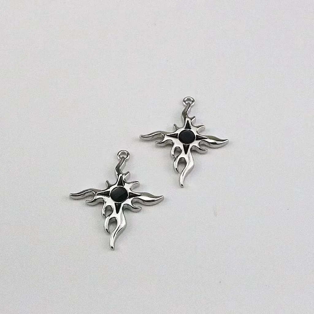 

2pcs Flaming Cross Alloy Enamel Charms Punk Gothic pendant for Earring Necklace Pendant Keychains Diy Jewelry Making fittings