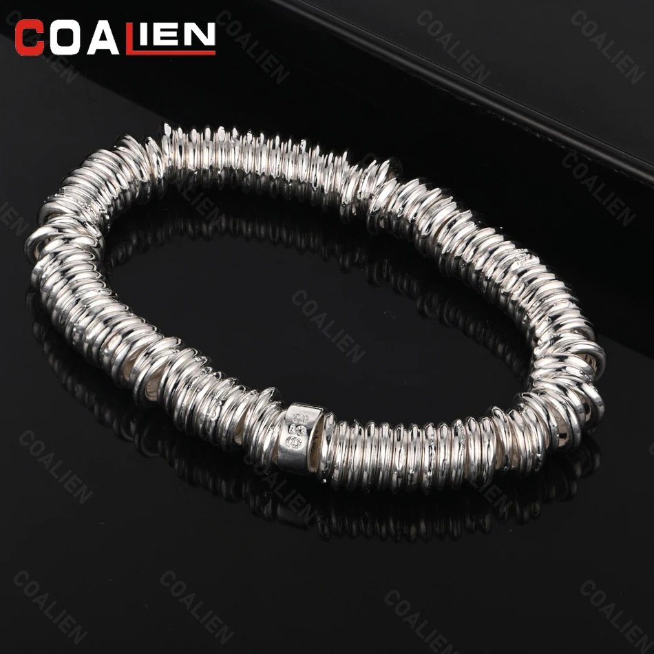 

COALIEN 925 Sterling Silver Steel Ring Multi-Ring Bracelet Women Fashion Charm Jewelry