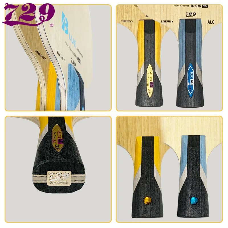 Friendship 729 New Blue Advance Carbon Blade 7-Ply (5+2) Offensive Table Tennis Racket | Handmade Custom Glued Rubber Combo