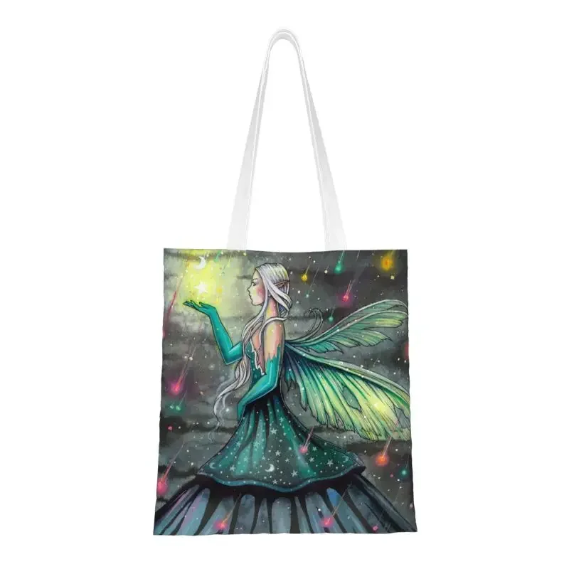 Fashion Printed Showers Fairy Fantasy Artwork By Molly Harrison Shopping Tote Bags Canvas Shoulder Shopper Handbag