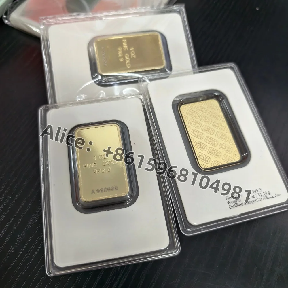 New 1pc Swiss Gold Plated Bar With Different Serial Number 1oz Copper Non-magnetic Crafts In Sealed Packaging Unique Gift