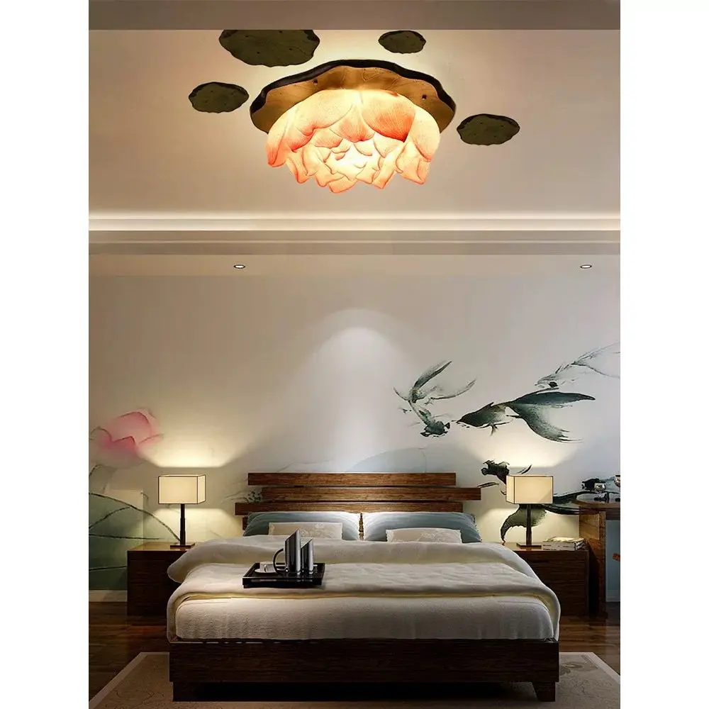 new Chinese style lotus ceiling lamp living room  dining room balcony artistic decoration lotus round lamp