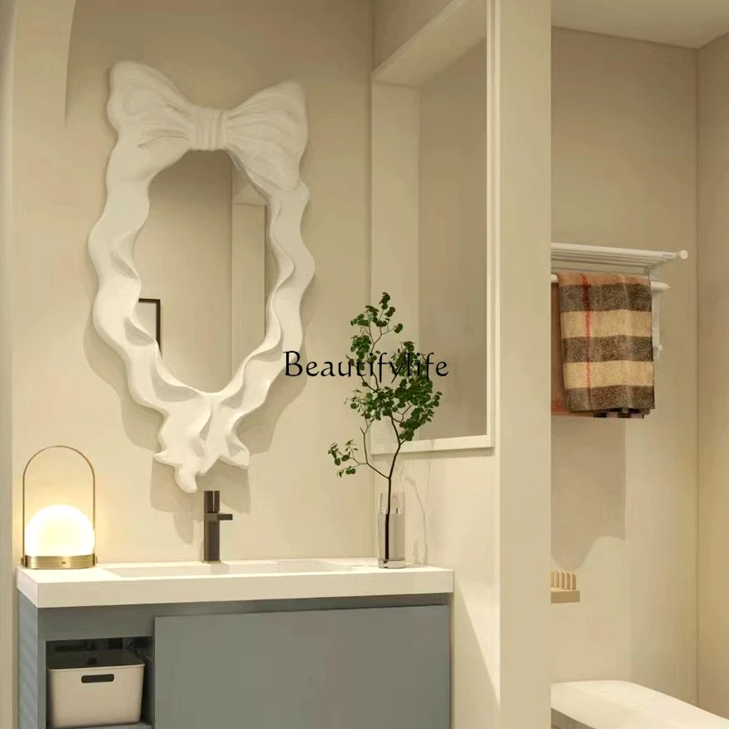 Bowknot Dressing Mirror Household Bathroom Wall Hanging Special-Shaped Dressing Table Cosmetic Mirror