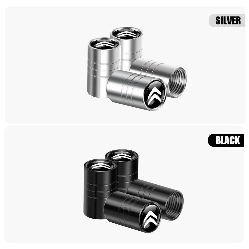 4PCS Car Tire Hub Valve Cover Metal Aluminum Metal Dust Cover Accessories For Citroen C1 C2 C3 Grand C4 Picasso C4L VTS C-ELYSEE