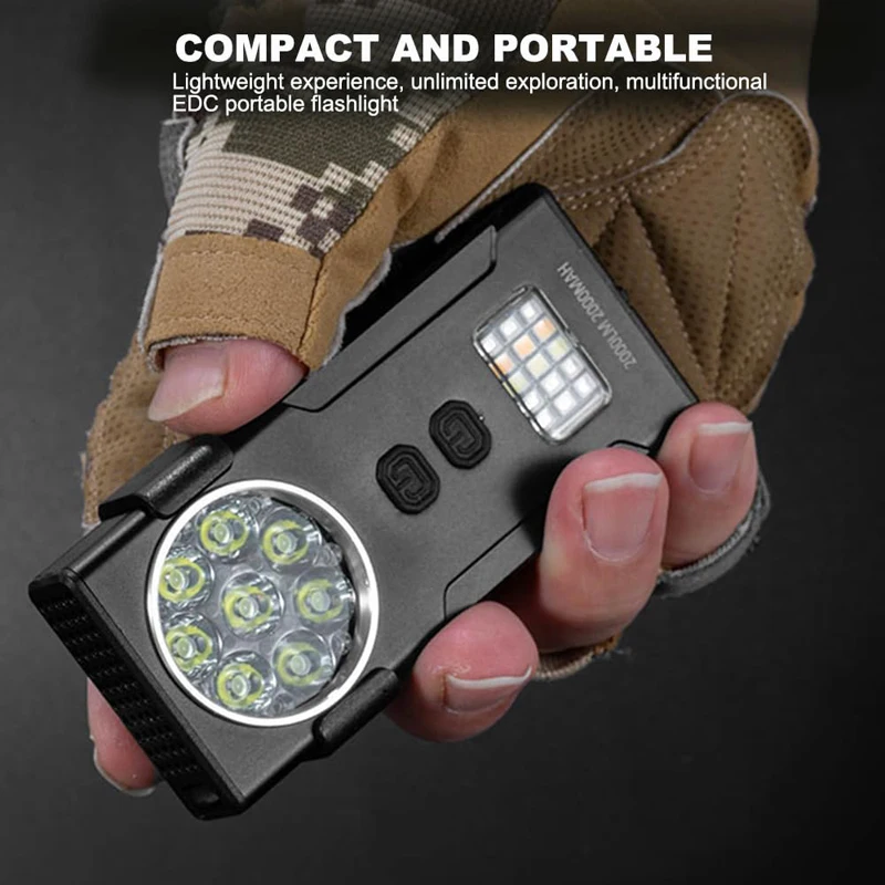 ضوء عمل مغناطيسي قابل لإعادة الشحن، 2000 لومن EDC مصباح جيب مسطح نحيف لإصلاح السيارات والسفر والمشي لمسافات طويلة والتخييم في حالات الطوارئ #5