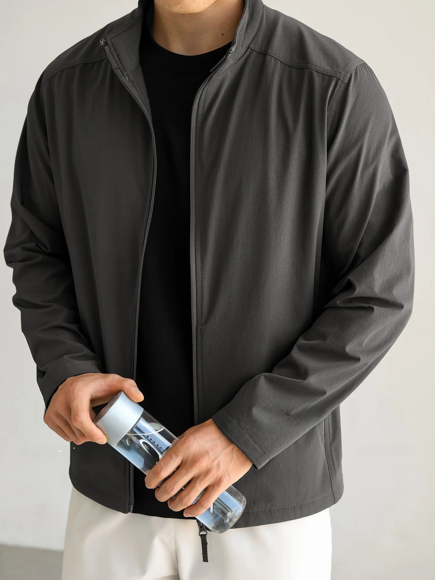 Lightweight Casual Commuter Stand Collar Jacket Men's Style Autumn New Sport Quick Dry Breathable Top without Hood Jacket