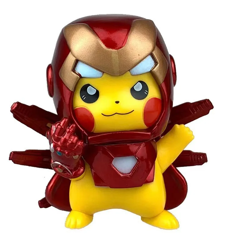 Kawaii Pikachu Cos Deadpool Iron Man Anime Q Cartoon X-men Figure Desktop Decoratie Model Toys For Children Christmas Gift