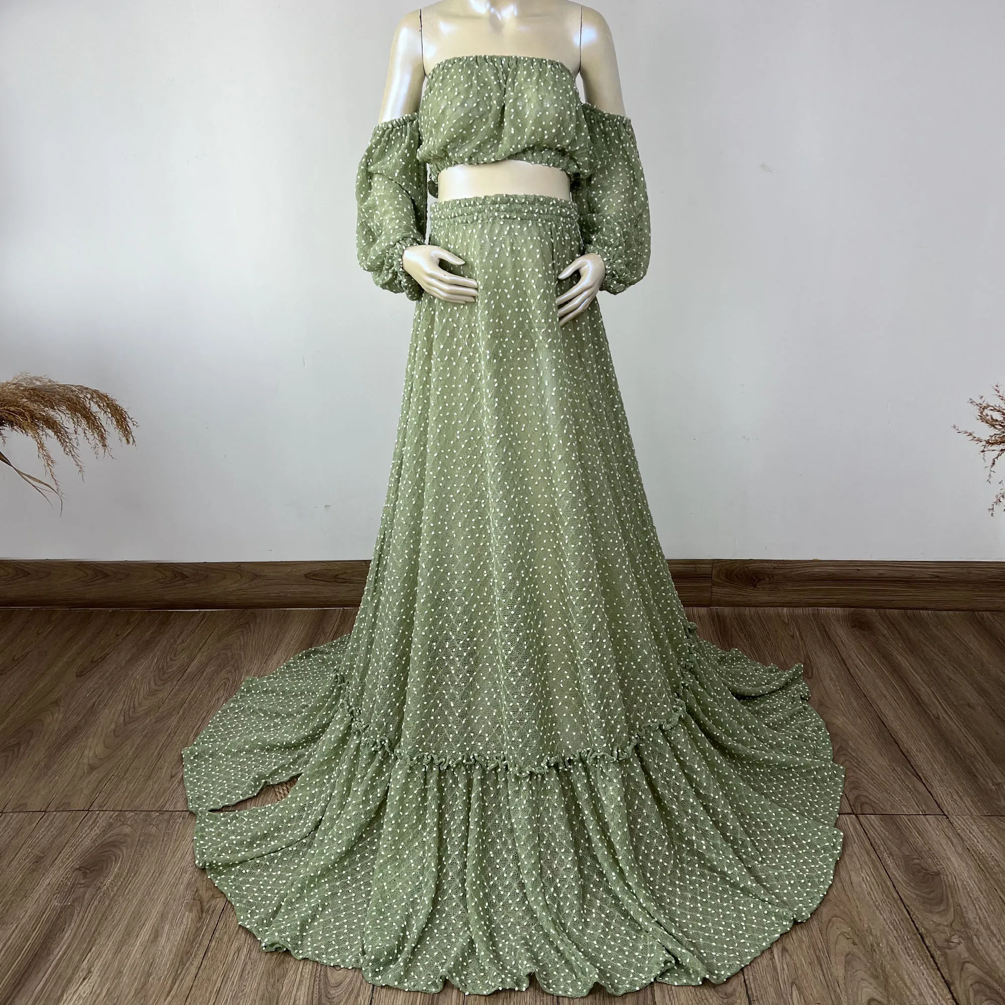 

Don&Judy Maternity Maxi Long Dress for Baby Shower Photography Evening Party Two Pieces Set Pregnant Woman Clothing