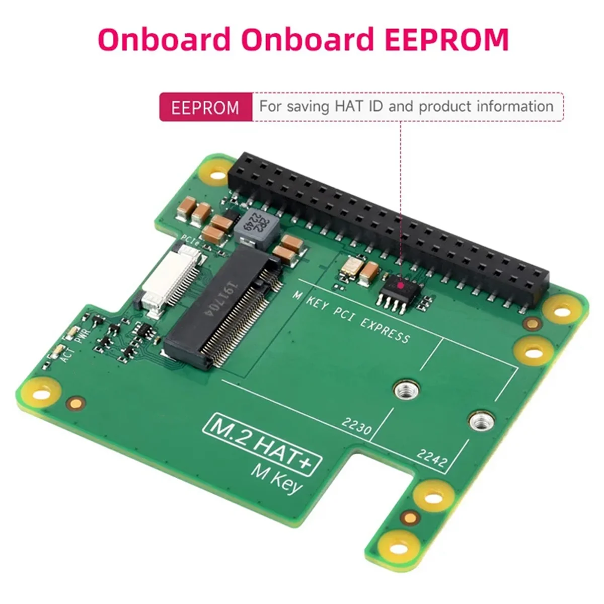 PCIE to M.2 HAT Expansion Board with Cooler for NVME 2230/2242 Size M.2 Solid State Drive for Raspberry Pi 5 Accessories