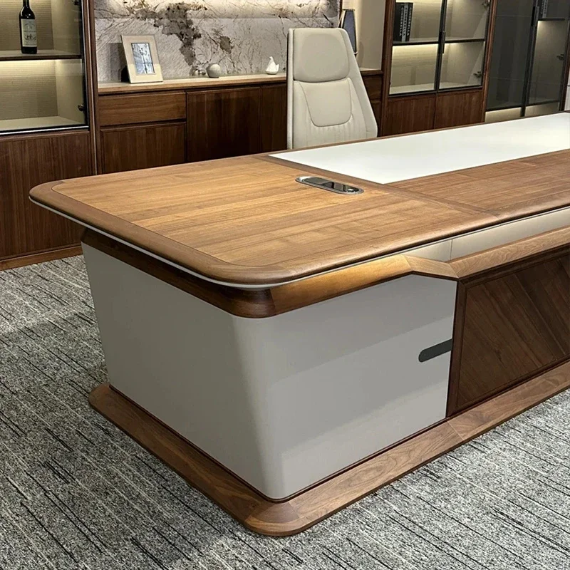 مكتب تنفيذي حديث مصمم باللون البني الجمالي مكاتب مكتبية فاخرة كبيرة أدراج بيضاء أثاث مكتبي رخيص من Mesa De Escritorio