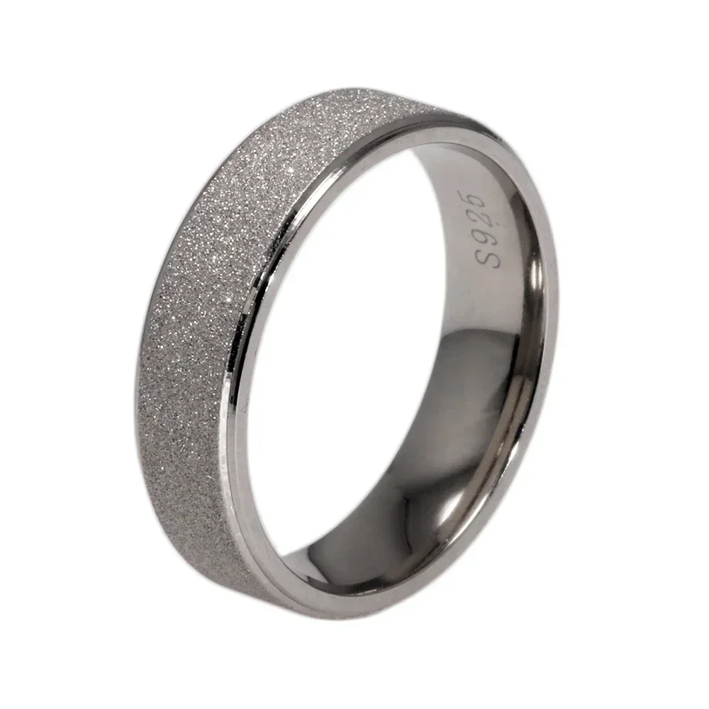 

Real Pure 925 Sterling Silver Rings for Women and Men Rough Surfaced Shinning Simple Couple Ring Wedding Band for Lovers