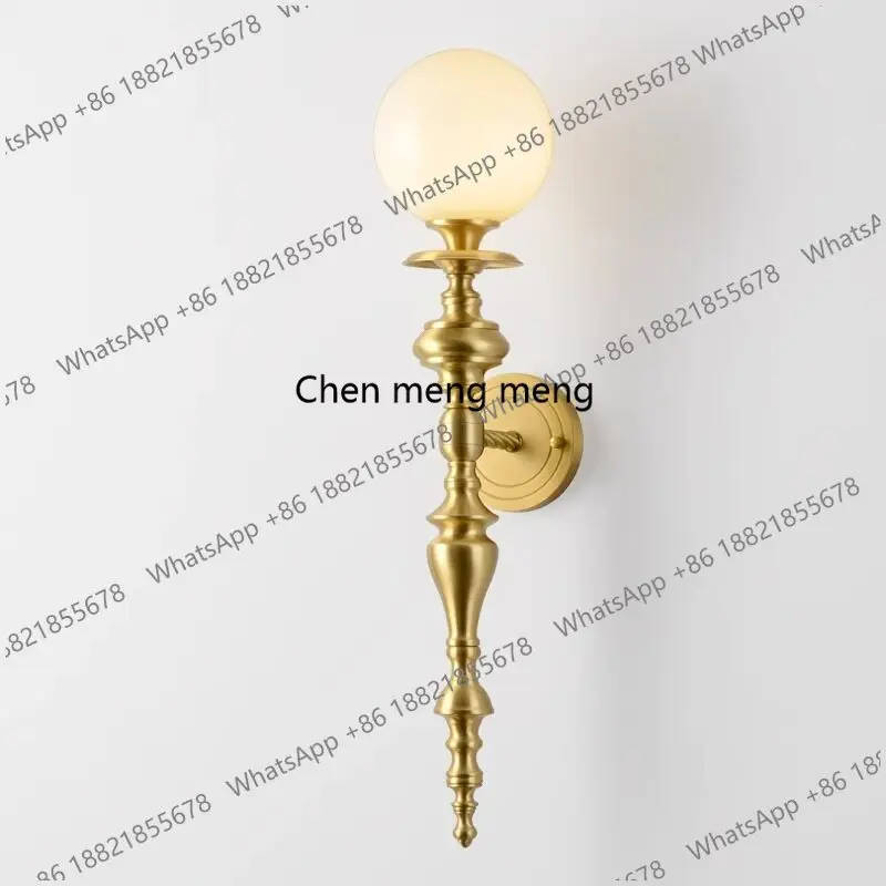 

American style, medieval living room TV background wall Long stairs, retro study bedroom bedside wall lamp