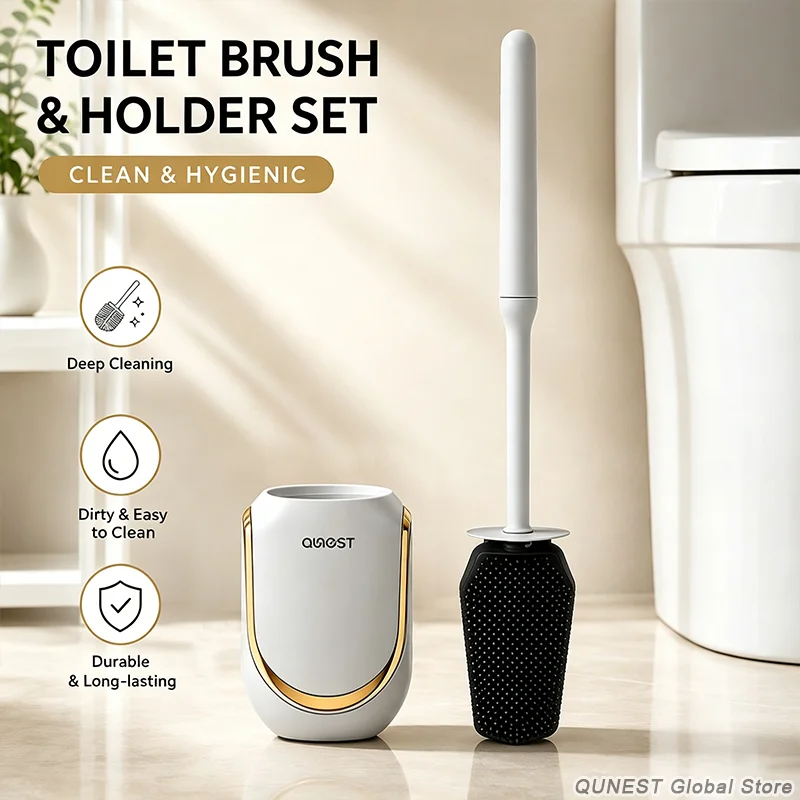 Quick Draining Wall Mount Toilet Brush Luxury Bathroom Cleaning Brush Practical Household Bathroom Accessory Sets