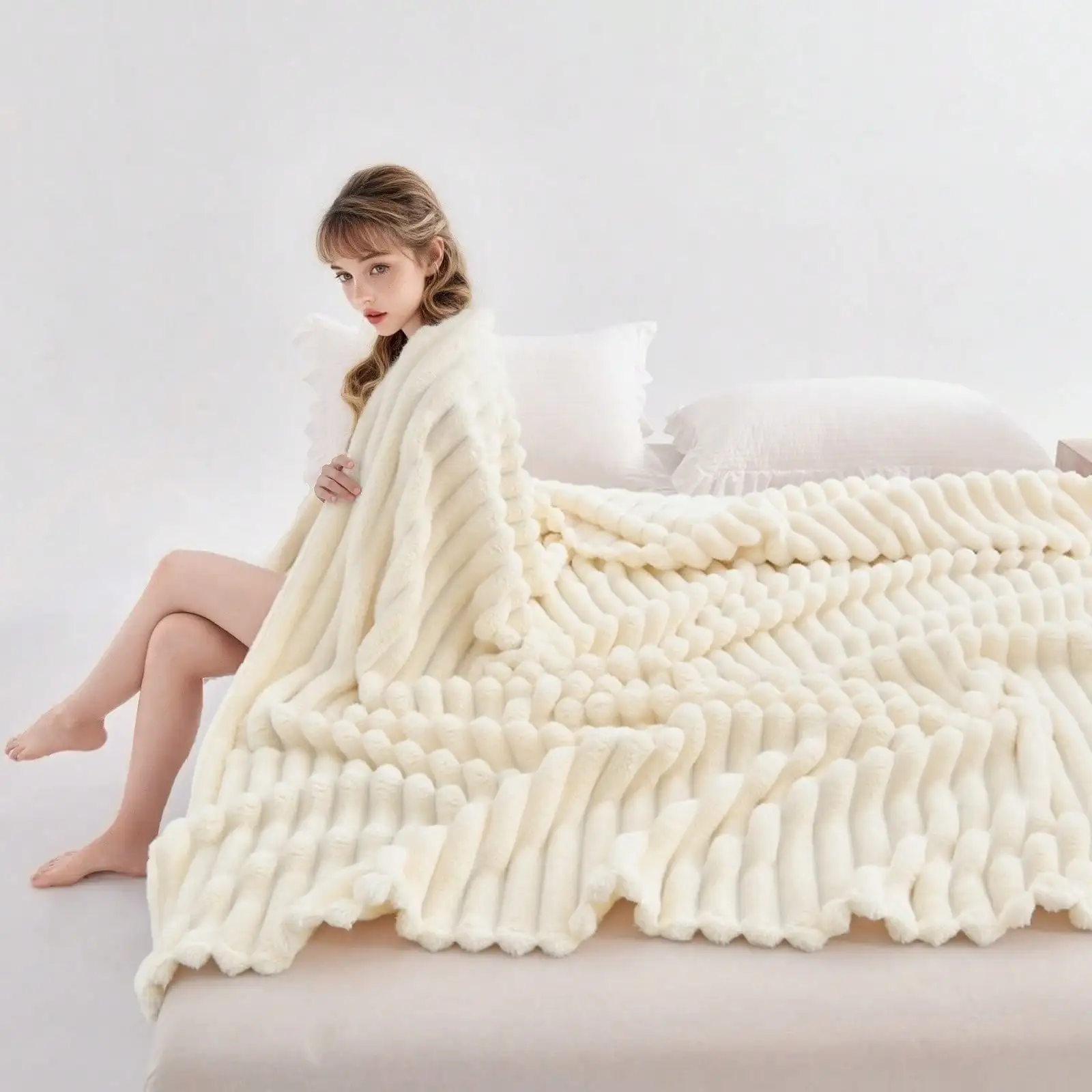 Warm And Comfortable, Machine Washable, All-Season Plush, Throw, Queen, And King Sizes, Multifunctional Nap Blanket, Suitable For Office, Bedroom, Sofa, Travel, Double-Sided Usable, Shawl, Cooling Blanket. SF25040279988233959