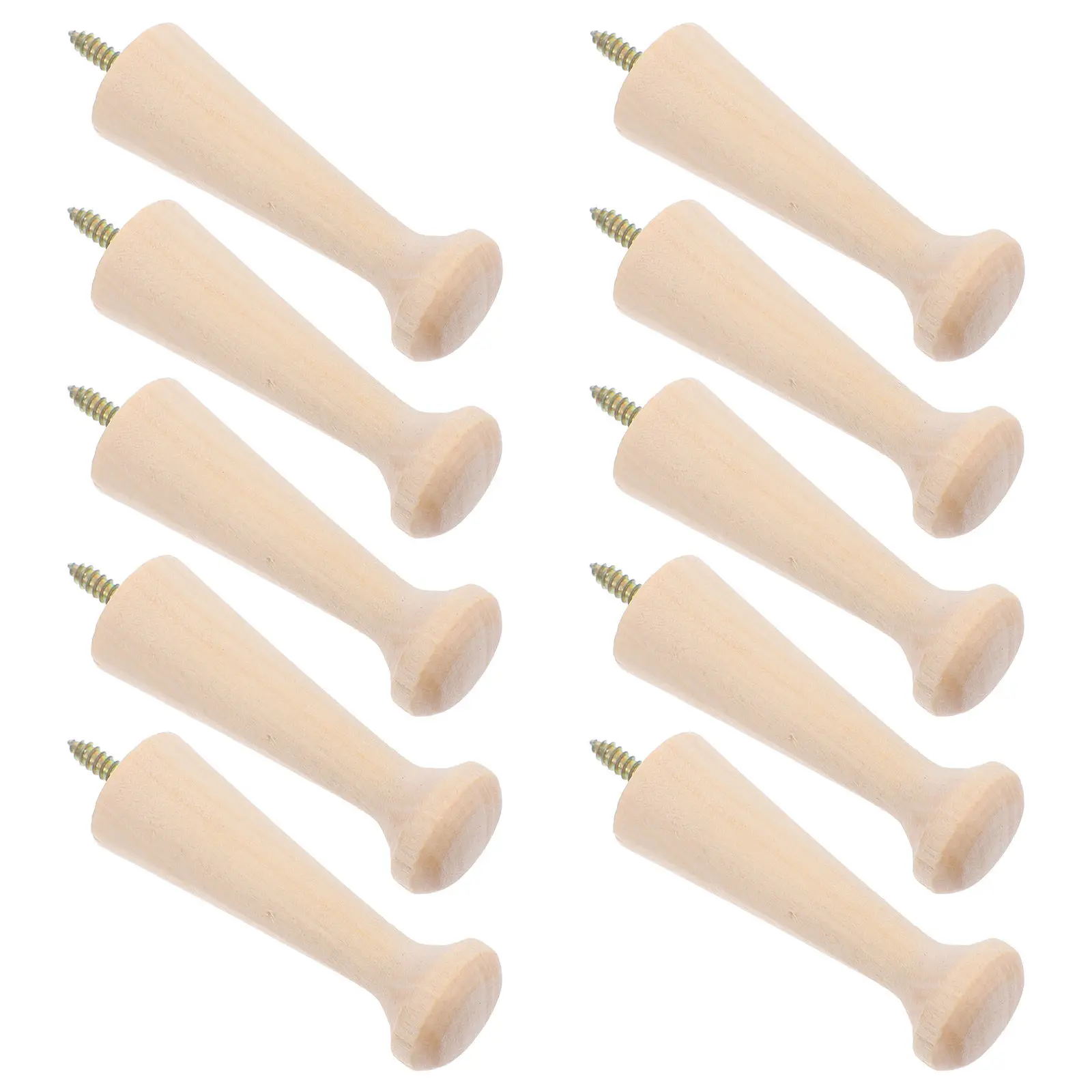 10Pcs Wooden Coat Hooks Solid Wood Shaker Pegs Screw in Wall Peg Rack Entryway Hat Hanger Towel Hook Organizer