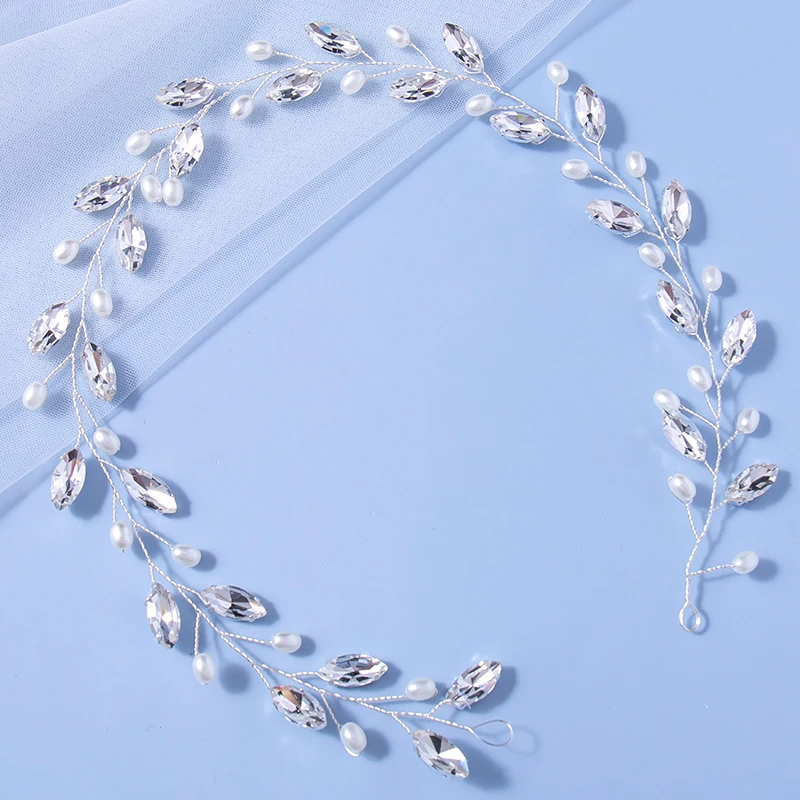 Trendy Sliver Headbands Pearls Hair Ornaments Rhinestone Hairbands For Women Girl Headpiece Wedding Hair Accessories Jewelry