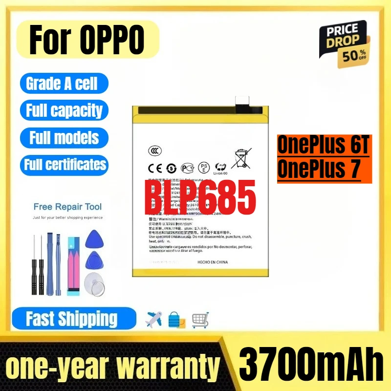 

BLP685 for OPPO OnePlus 6T/OnePlus 7 Mobile Phone Battery High Quality High Capacity Replacement Bateria Grade A Cell with Tools