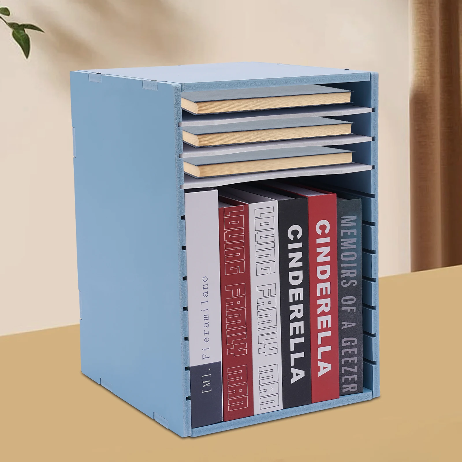 

Vertical Desktop File Organizer, 11-Slot Paper Tray, Blue, Letter Size Document Holder, Study Supplies, Office Storage Solution