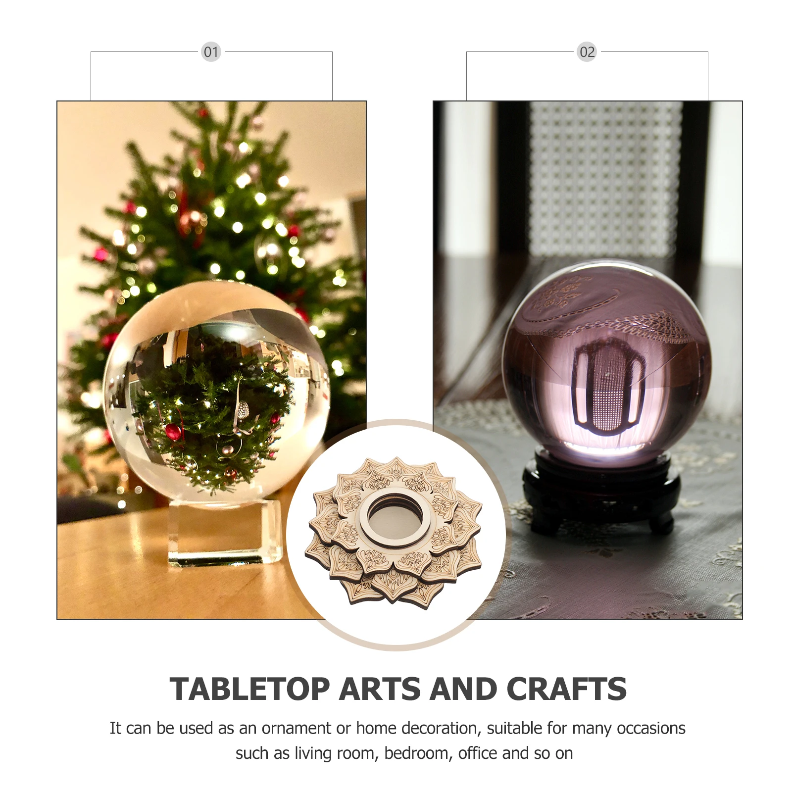 

Wooden Crystal Ball Display Base Desk Table Holder Rack Support Home Decoration Art Craft Stone Ornament