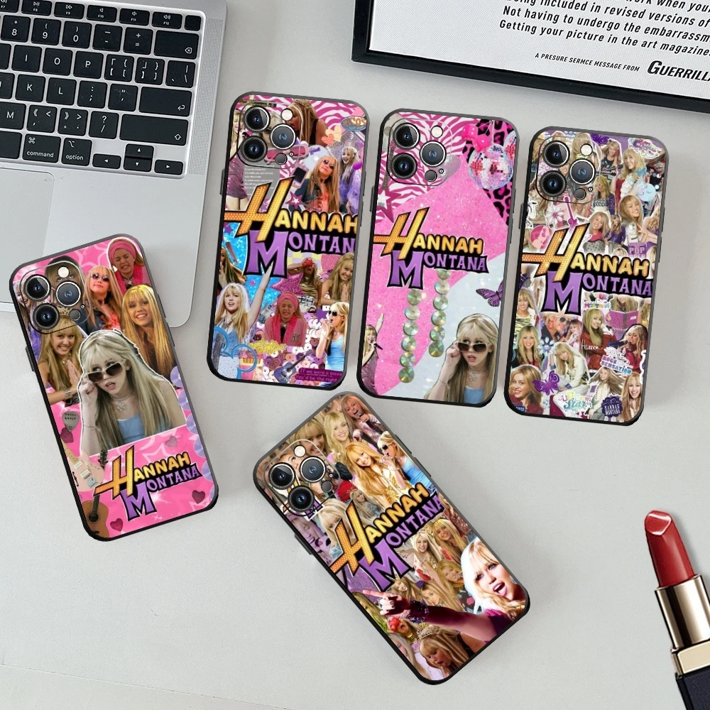 H-Hannah M-Montana Phone Case For iPhone 15 14 13 12 11 X XR XS XSMAX 8 7 Plus Mini Pro Max Soft Black Phone Cover