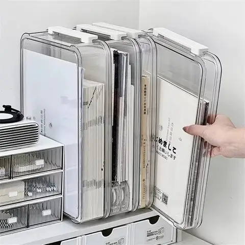 Acrylic Transparent Desktop Paper Storage Box A4 File Document Exam Paper Organizer Household Dust Proof Card Holder Case