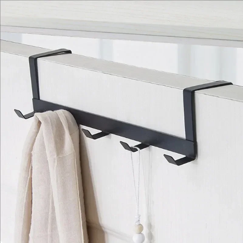 Hooks Over The Door 5 Hooks Multifunctional Home Bathroom Organizer Rack Clothes Coat Hat Towel Hanger Bathroom Kitchen Supplies