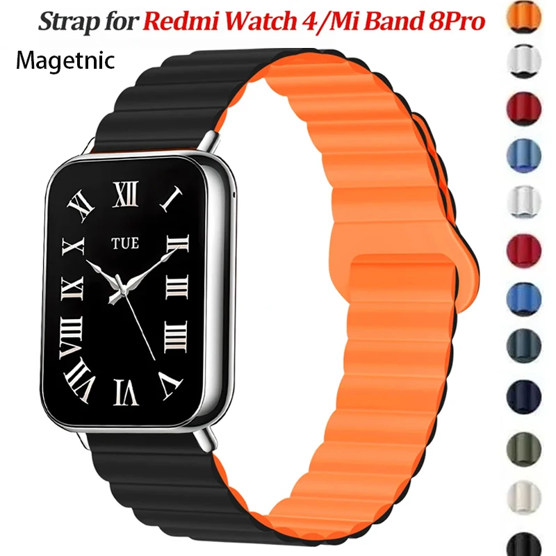 Magetnic Strap for Xiaomi Redmi Watch 4 Replacement Bracelet Metal Correa Iwatch Xiaomi Mi Band 8 Pro Silicone Band Accessories